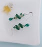 Emerald Green and Silver Spiral Beaded Drop Earrings - Image 1