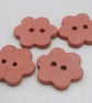 4 Smooth Terracotta Ceramic Flower Buttons