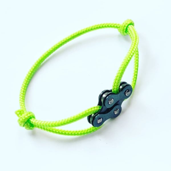 Bracelet for Cyclists, Great Gift, Bike Design Charm on Paracord, Upcycled Repur