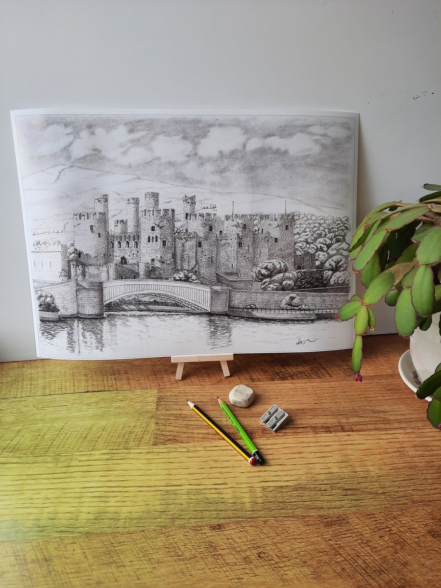 Conwy Castle Pencil Drawing Print