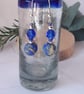 Blue and gold polymer clay dangly earrings - Image 1