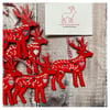 Hand Painted Folk Art Wooden Reindeer Decoration