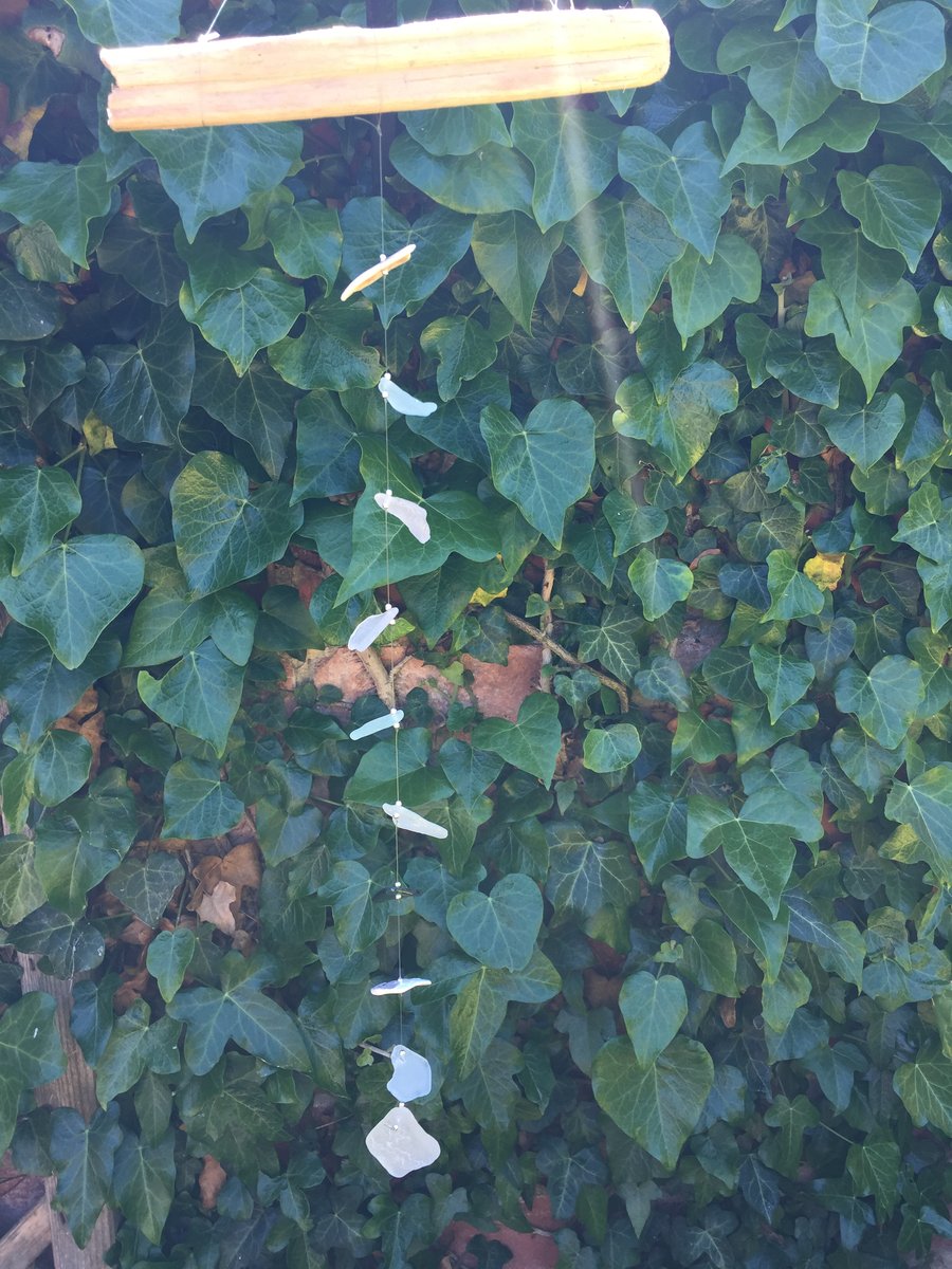 100% recycled driftwood and sea glass "suncatcher"