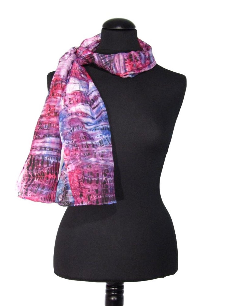 Distressed Sunset - Hand Dyed Pure Silk Long Scarf