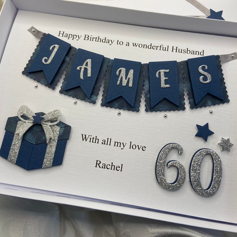 Personalised Handmade Husband Birthday Card 50th 60th Any Age Gift Boxed