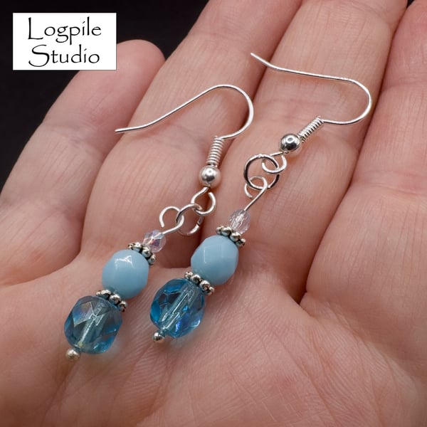 Turquoise and Silver Bead Earrings