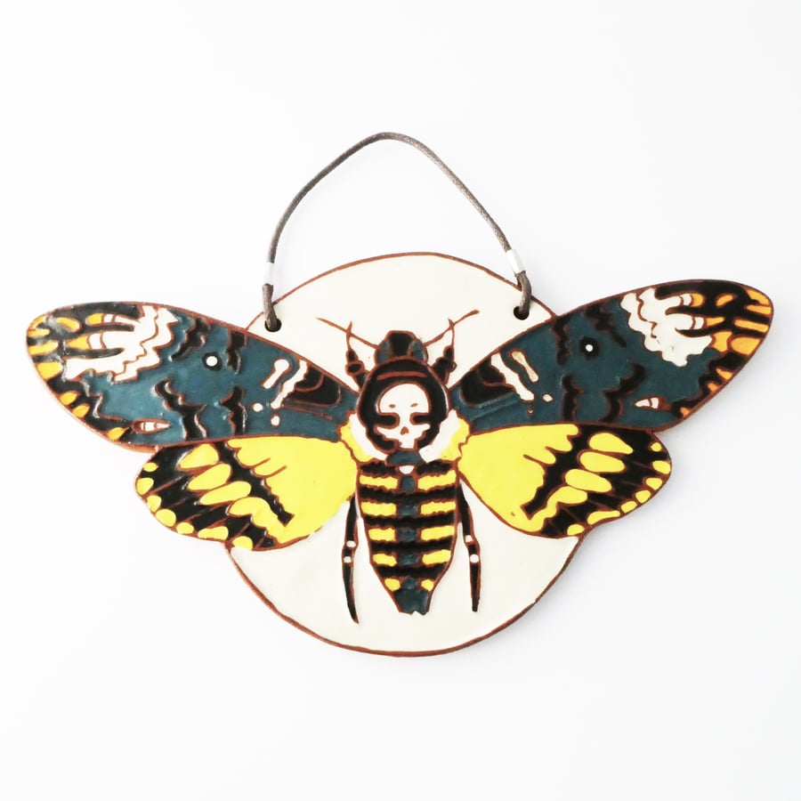 Deaths head hawk-moth ceramic plaque tile