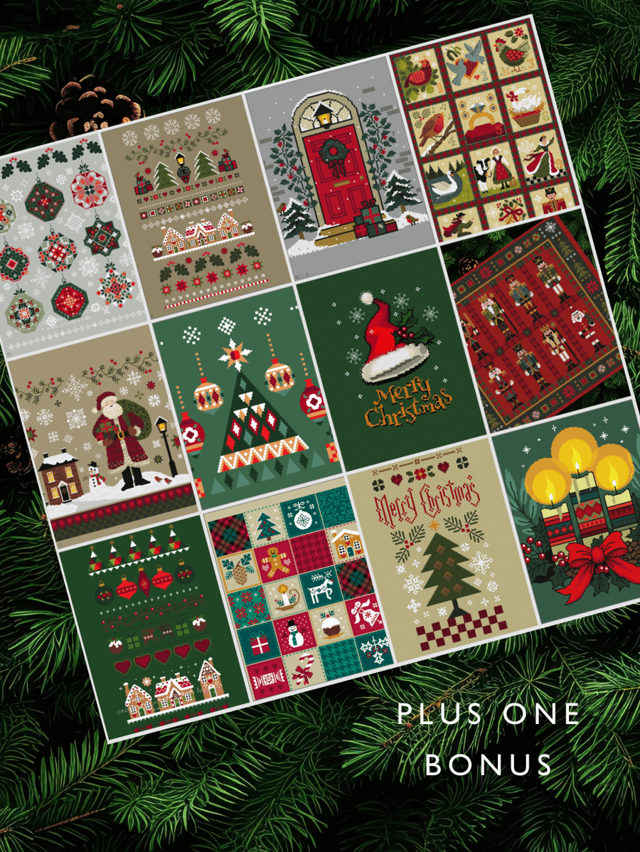 305 - 12 Christmas Samplers Advent Bundle Cross Stitch Pattern Festive Deal (PDF
