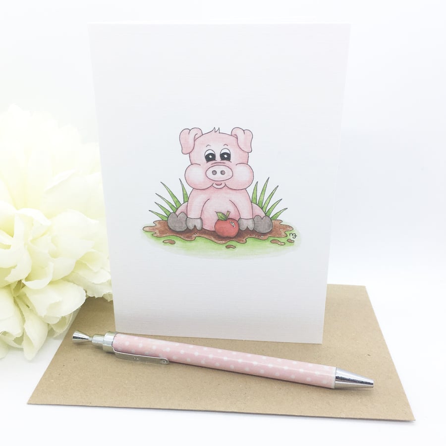 Little Pig Card - Blank - Any Occasion 