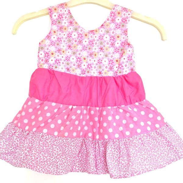 Pink colours todddlers tiered sundress 1 - 2 years
