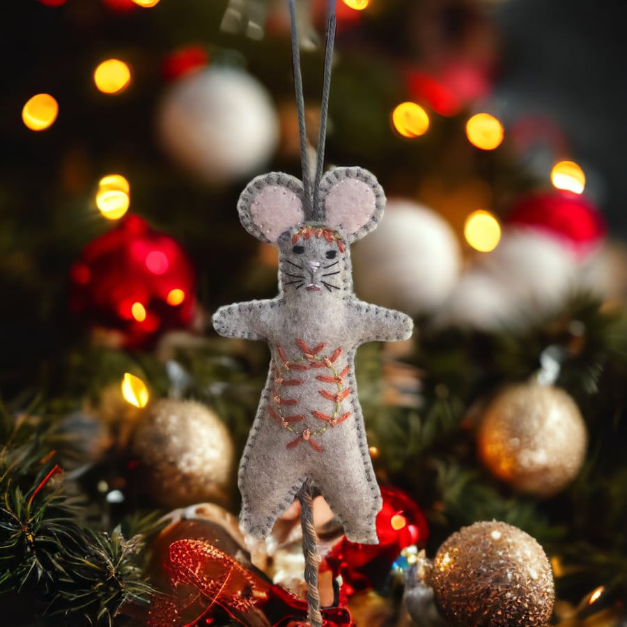 Hand Embroidered Felt  Animal Christmas Decoration