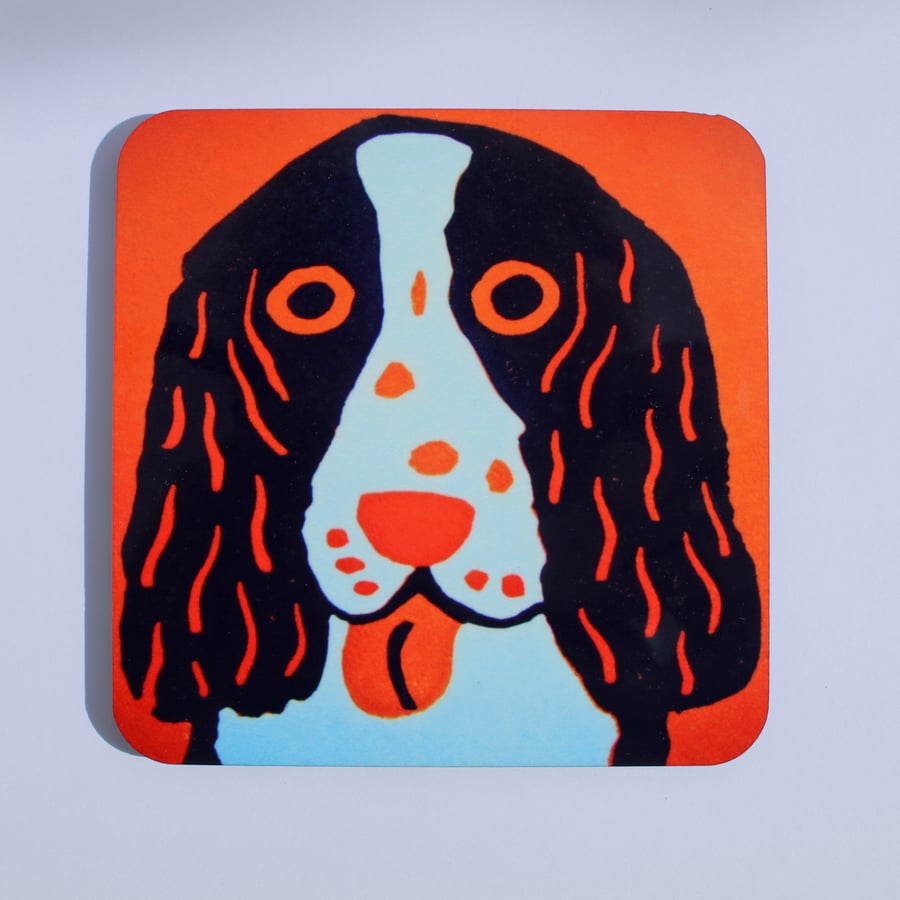 ORANGE SPANIEL DOG COASTER 