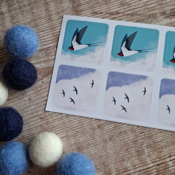 Swallows and Swifts Envelope Stickers - Set of 6