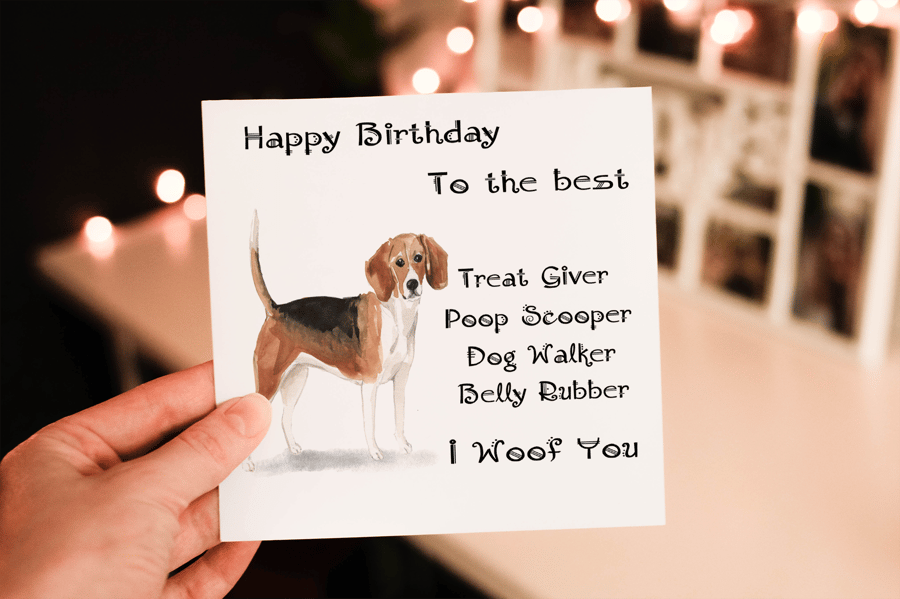 Beagle  Dog Birthday Card, Dog Birthday Card, Personalized