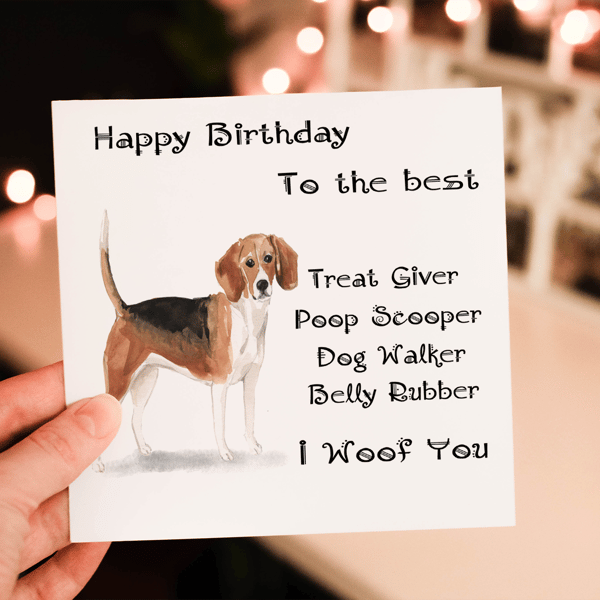 Beagle  Dog Birthday Card, Dog Birthday Card, Personalized