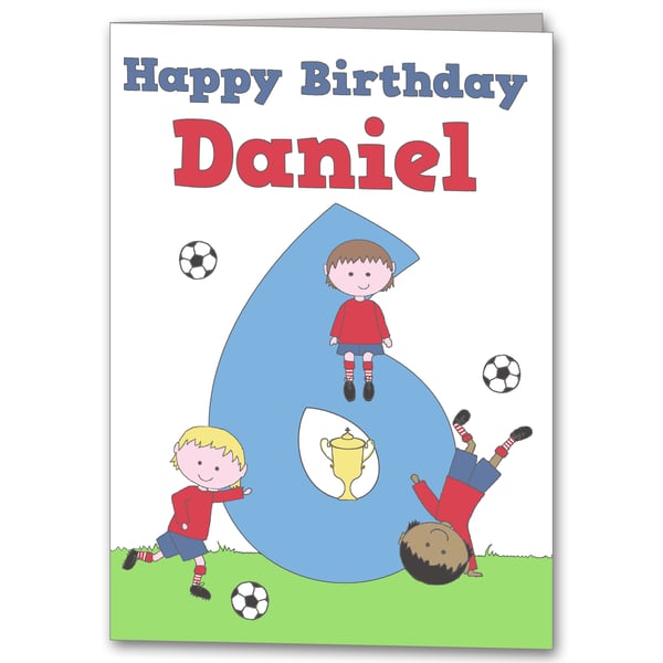 Boys Personalised Football Birthday Card. 3rd, 4th, 5th, 6th, 7th, 8th 