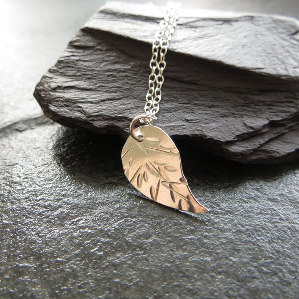 Sterling silver leaf necklace, Gift for plant lover