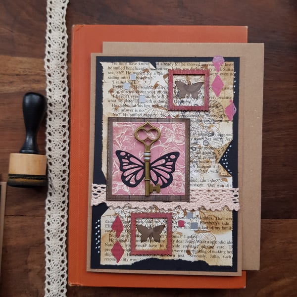 Butterfly mixed media card handmade