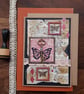 Butterfly mixed media card handmade dark pink keepsake 
