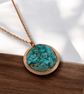 Turquoise Blue Magnesite Copper Geode Pendant - Crown Chakra Healing - Image 3