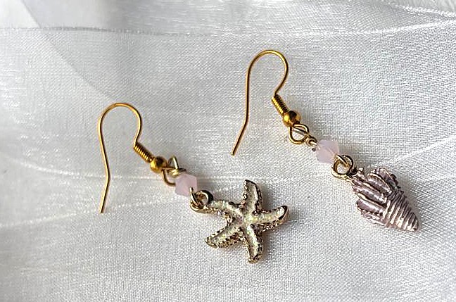 by the sea - pink and gold earrings