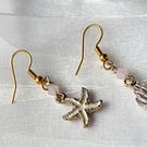 by the sea - pink and gold earrings