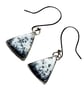 Dendritic Agate Earrings Silver Jewellery Gift Triangle Drop Snow Scene 925 - Image 3