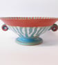 Bowl Gorgeous Stemmed Bowl with Twizzles, Red, white and Blue striped Ceramic. - Image 1