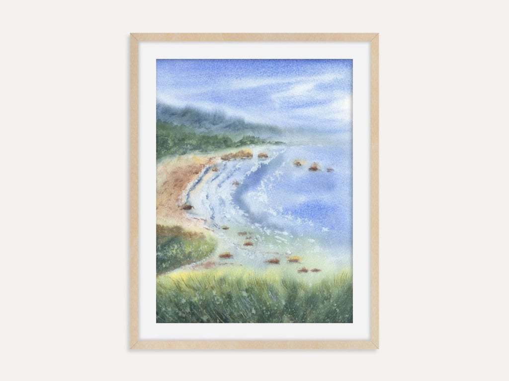 Ecola State Park Art Print, Oregon Coast Wall Art, Coastal Bay Landscape Poster