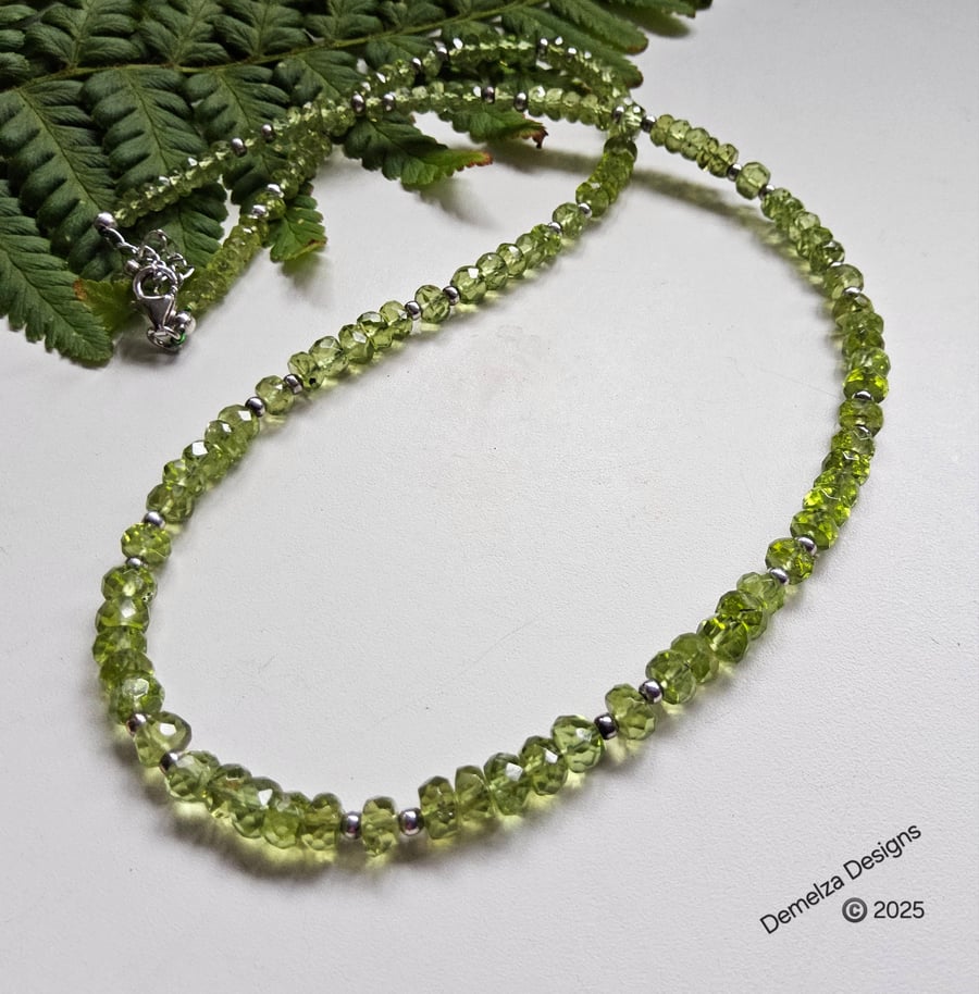 Designer AA Heibi Peridot Faceted Sterling Silver Necklace 