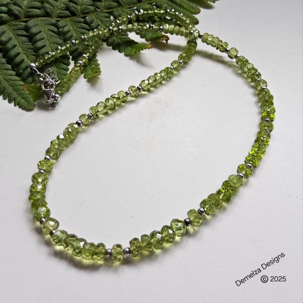 Designer AA Heibi Peridot Faceted Sterling Silver Necklace 