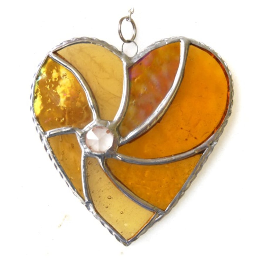 Gold Swirl Heart Stained Glass Suncatcher 099 Golden Wedding