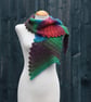 Knitted Eyelet Lace Scarf in multi-coloured gradient yarn - Image 6