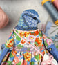 Spindle,  A  Tiny Hand Embroidered Blue Tit Folk Art Doll - Image 7