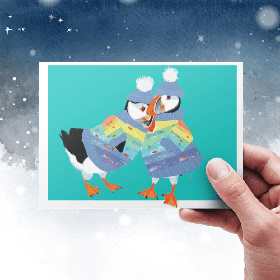 Puffin Christmas Card Pack Customise Greetings