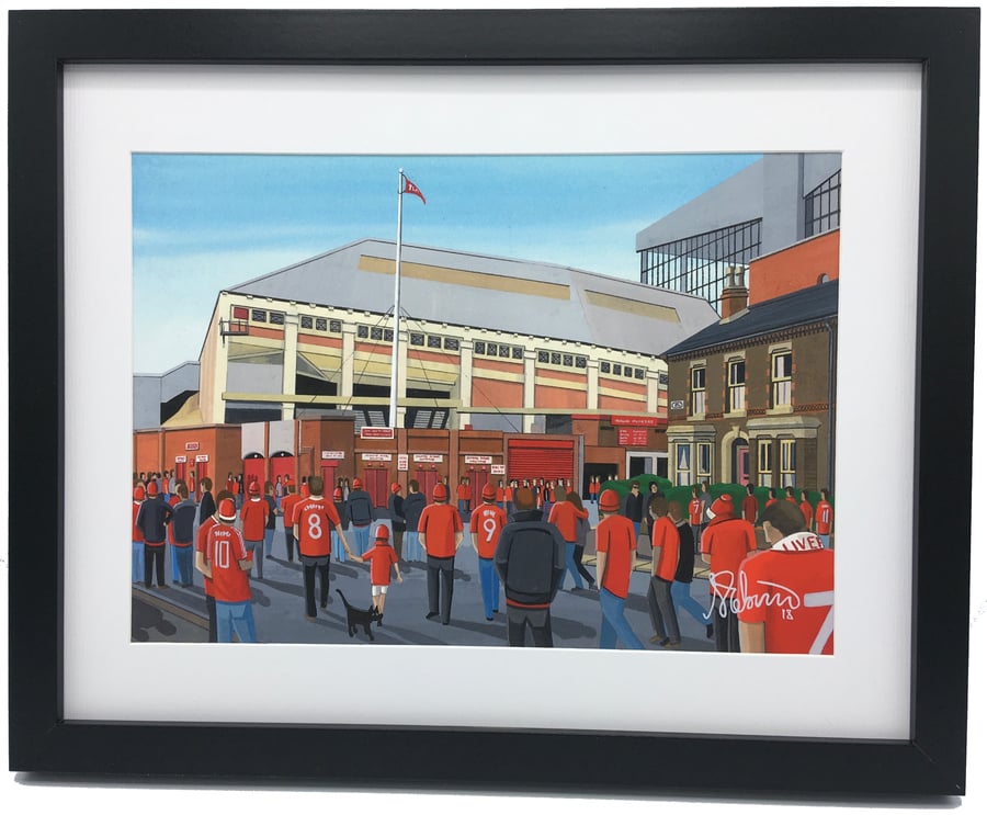 Liverpool F.C Spion Kop, Anfield Stadium, Framed Football Art Print.