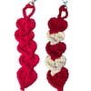 Set of 2 Crocheted Heart Chain Chains,Hanging Decoration or Key Ring Decoration 