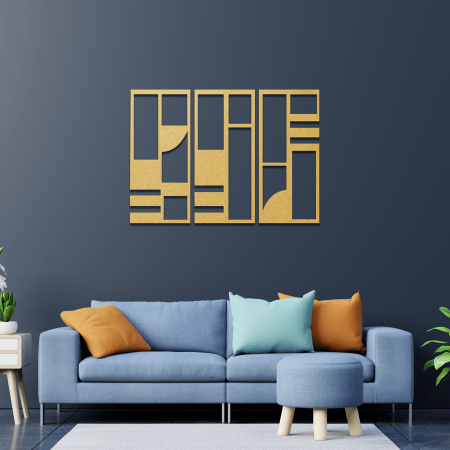 Modern Geometric Wood Art - Unique Decor for Living Room, Bedroom & Office