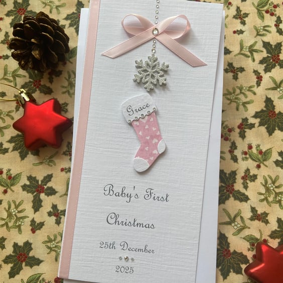 Personalised Baby’s First Christmas Keepsake Card Granddaughter Daughter Niece