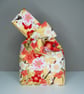 Reversible Japanese Knot Bag - Sakura Pattern - Lined In Gold Coloured Satin - Image 5