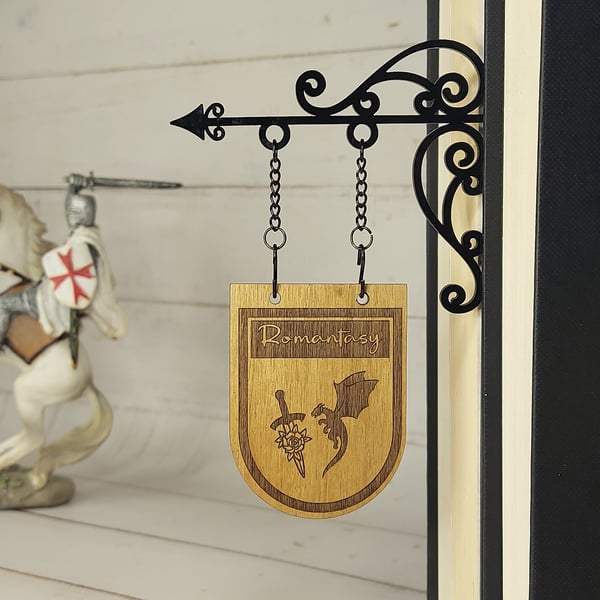 Romantasy Genre Divider Bookshelf Decor  Solid Walnut Library Sign