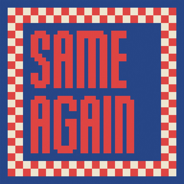 SAME AGAIN Needlepoint Cushion Pattern - Large Digital Tapestry Chart PDF