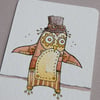 steampunk penguin - original aceo