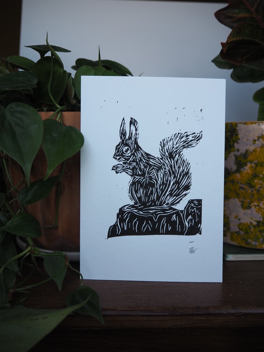 Squirrel Original Handprinted Artwork - Folksy
