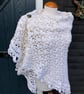 Off White Organic Wool Lace Handmade Triangle Shawl Wrap Scarf - Image 1