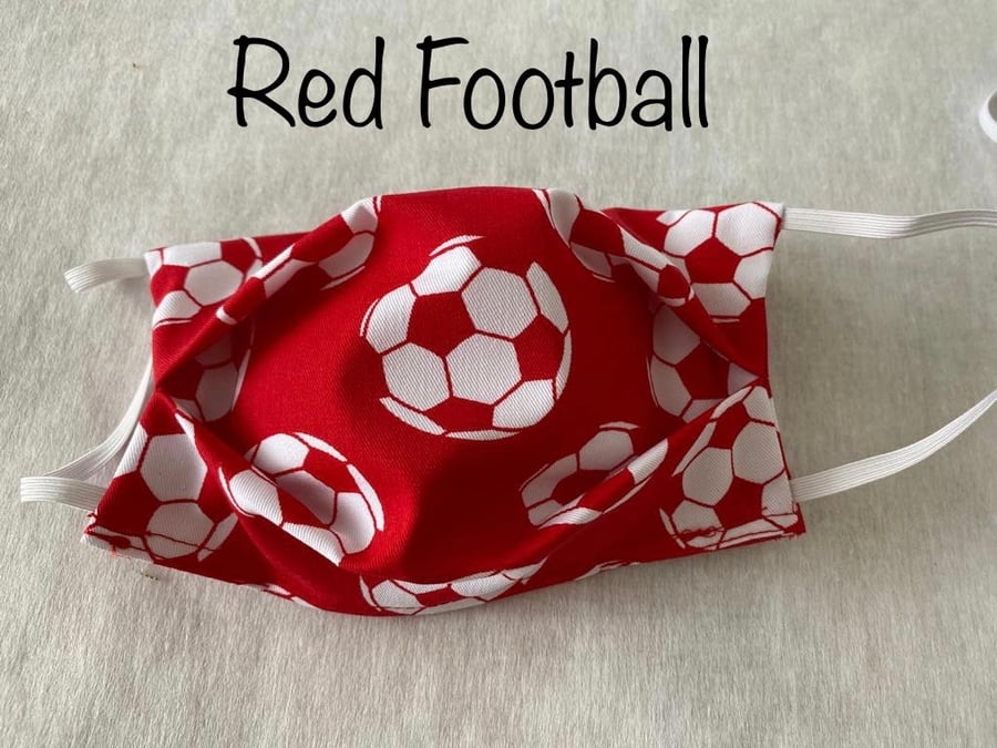 Childs or Adults Face mask cover with filter pocket. Football. Reusable.Washable