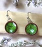 Handmade Green Glazed Ceramic Earrings, Hypoallergenic Stainless Steel, Natural  - Image 3
