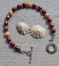 Dark Red and Orange Pearl Bracelet with Sterling Silver Toggle Clasp - Image 6