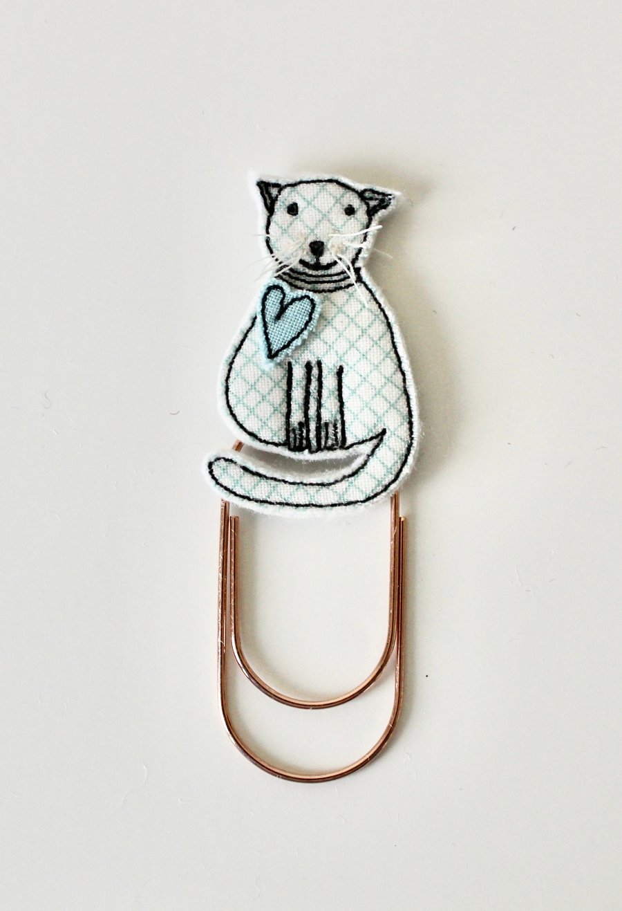'Cat with a Heart' - Handmade Bookmark