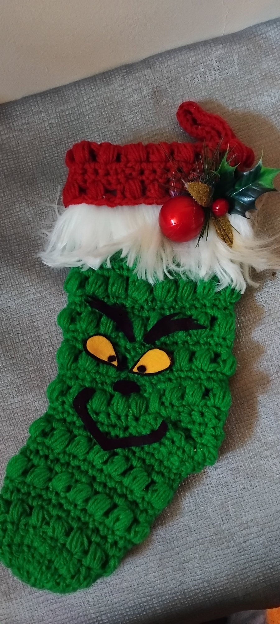 Christmas Stocking Crochet Grinch